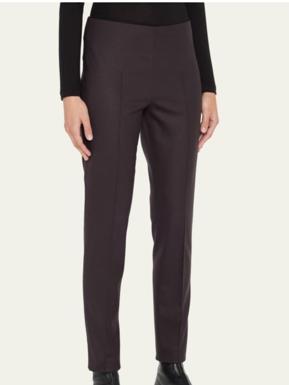 Akris Punto Melissa Slim Fit Dark Brown Side Zipper Trosuer Ankle Pants Size 8
